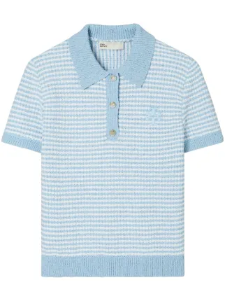 Tシャツ・カットソー TORY BURCH Woman Polo Shirt Blue 147959 105 mercerized-cotton-retro-polo-