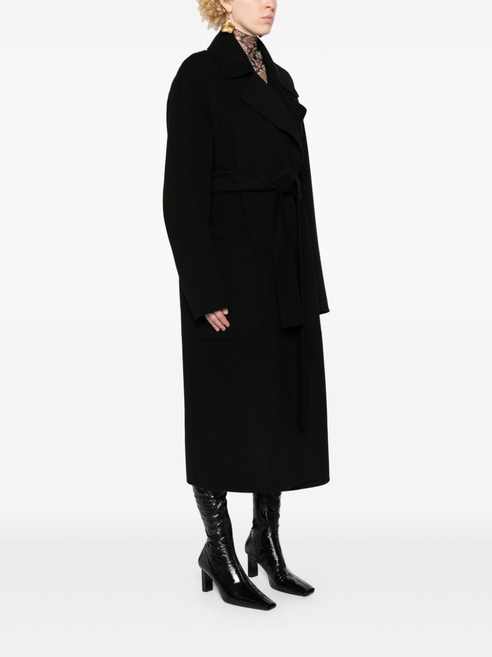 Shop Sportmax Veleno Belted Coat In Black