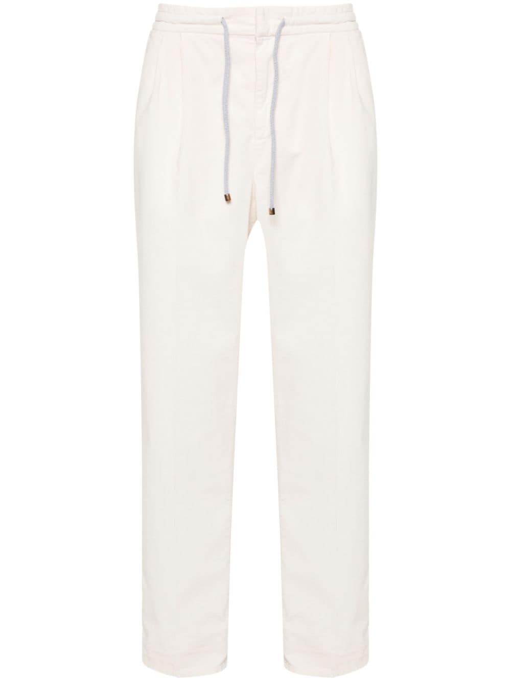 Brunello Cucinelli Drawstring-waist Corduroy Chinos In White