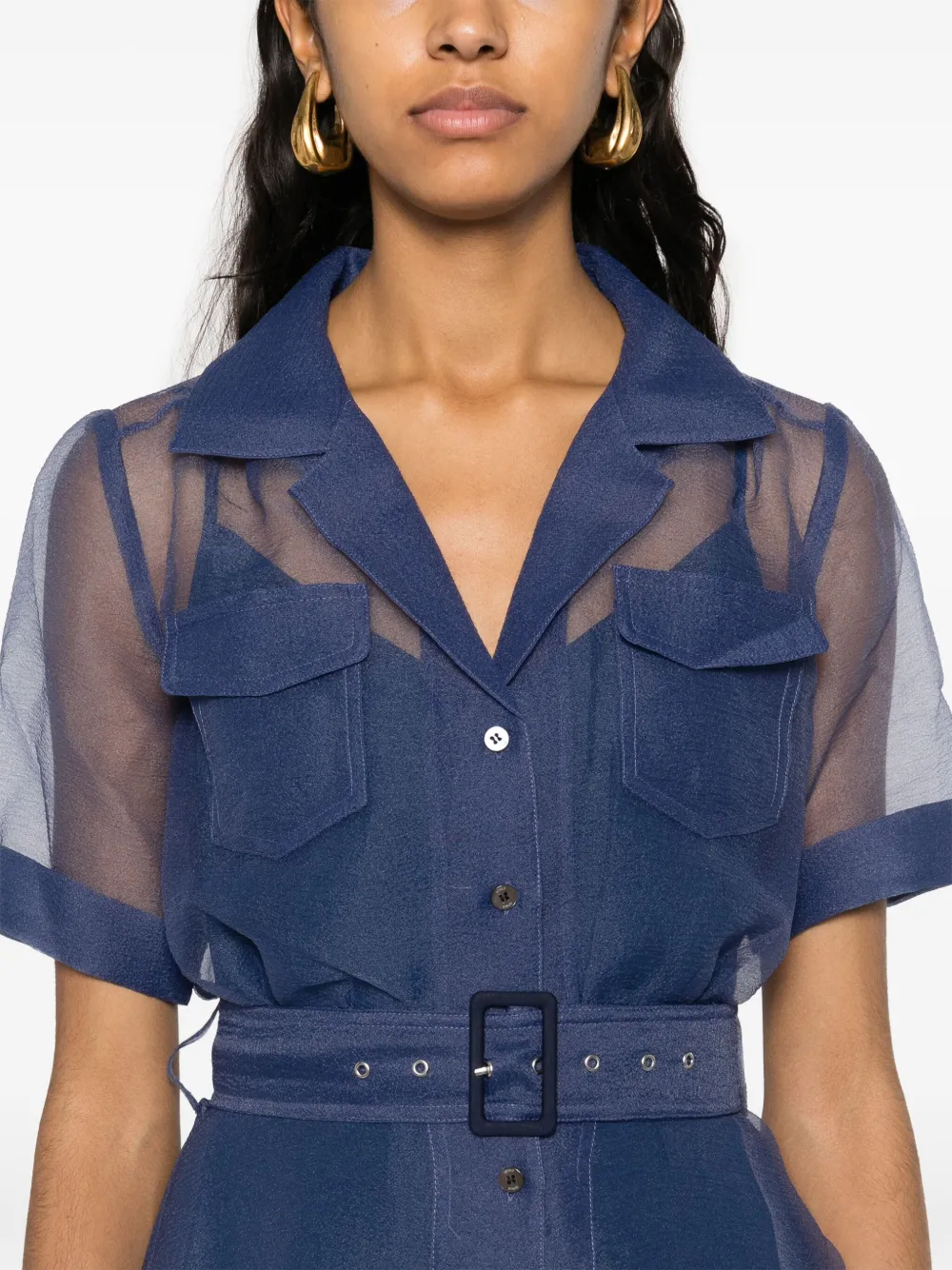 STAUD Millie maxi-jurk met ceintuur Blauw