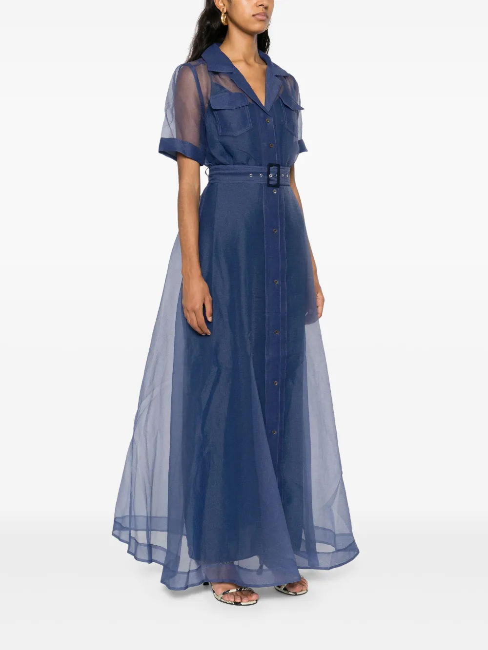 STAUD Millie maxi-jurk met ceintuur Blauw