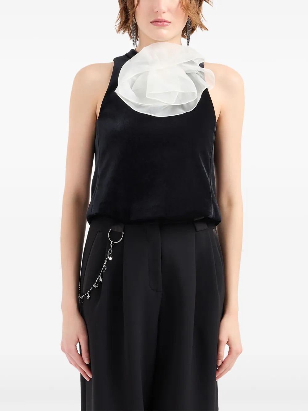 Emporio Armani Blouse met bloemapplicatie - Zwart