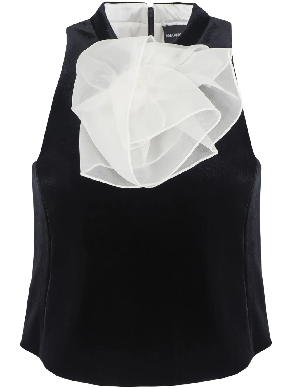 Emporio Armani Blouse met bloemapplicatie Zwart