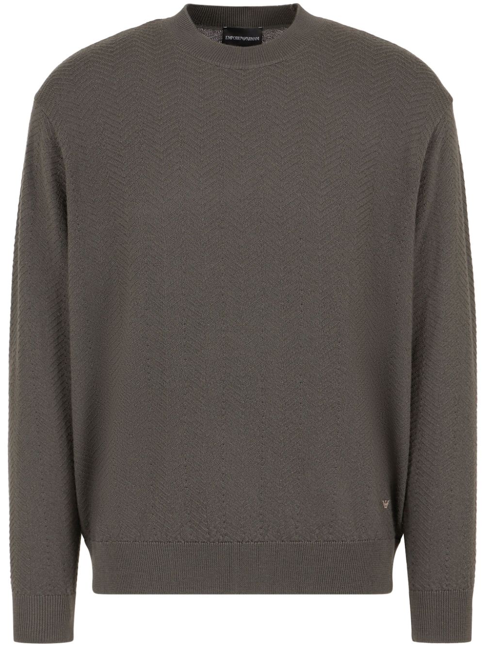 Emporio Armani textured-weave mock-neck virgin wool jumper Men