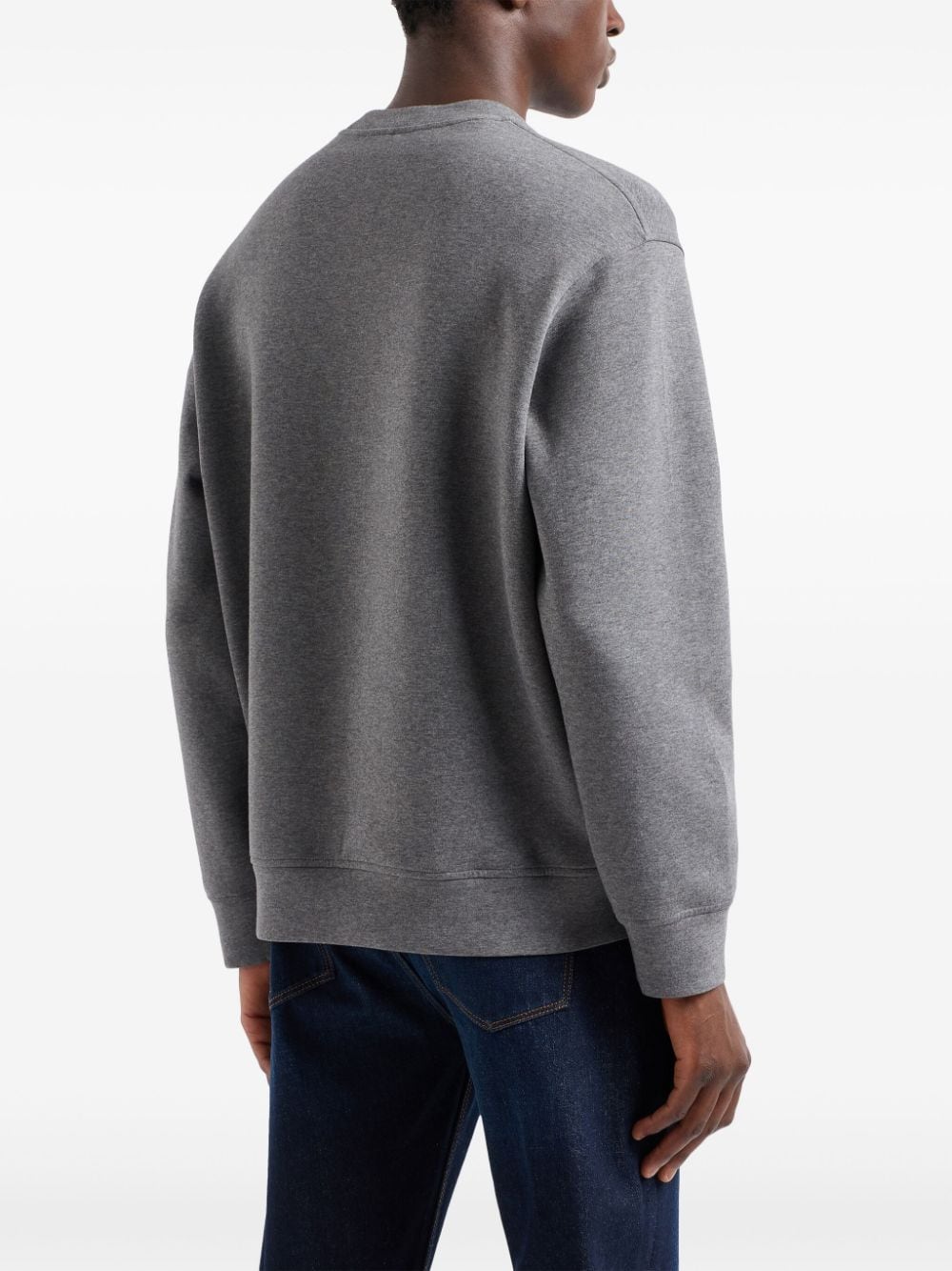 Shop Emporio Armani Eagle-embossed Double-jersey Sweatshirt In Grey