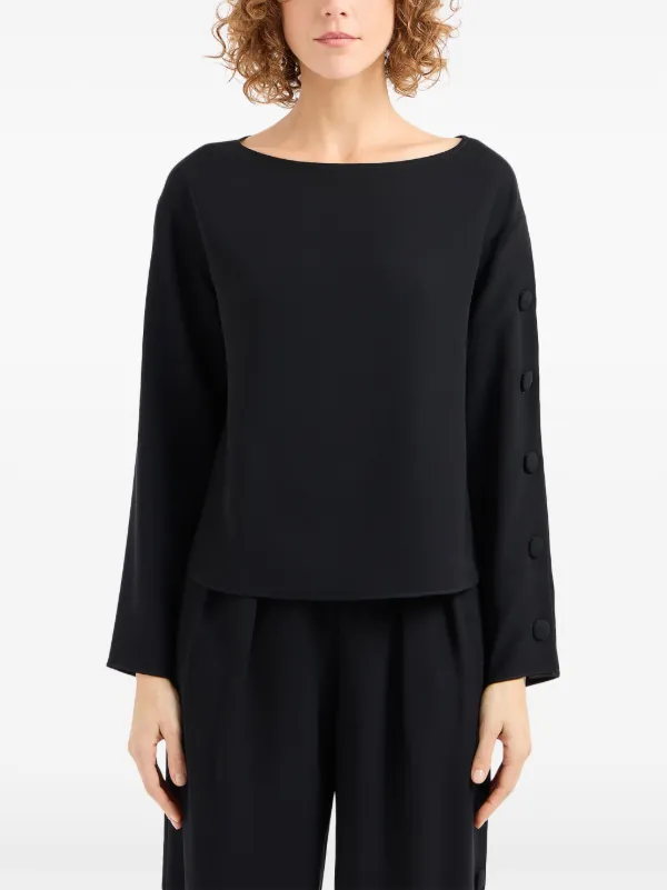 Emporio Armani Blouse a Boutons Decoratifs Noir FARFETCH FR