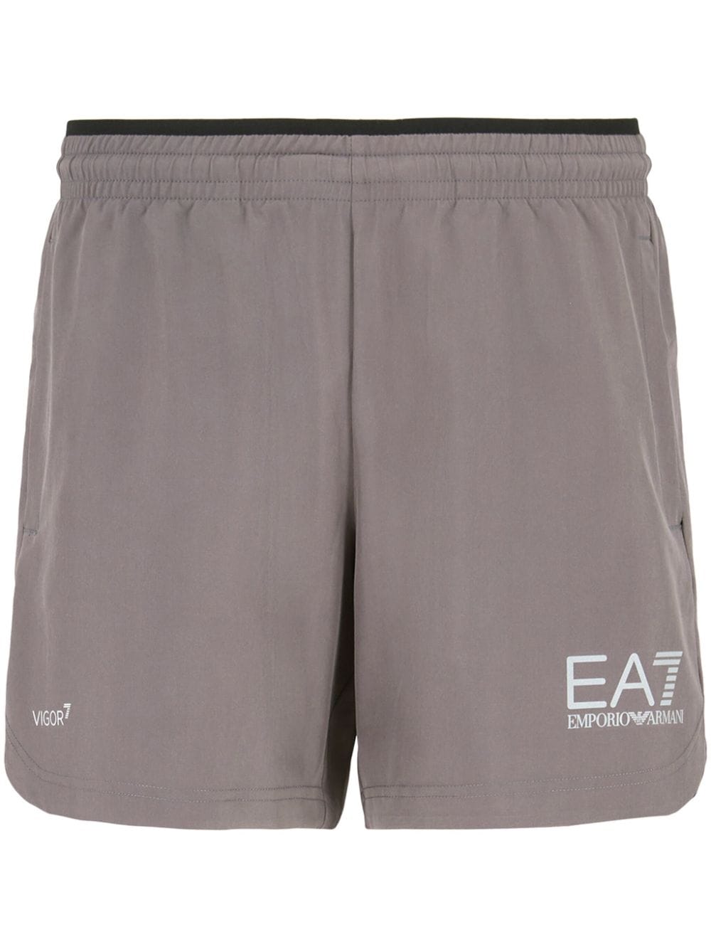 Shop Ea7 Logo-print Track Shorts In Grey