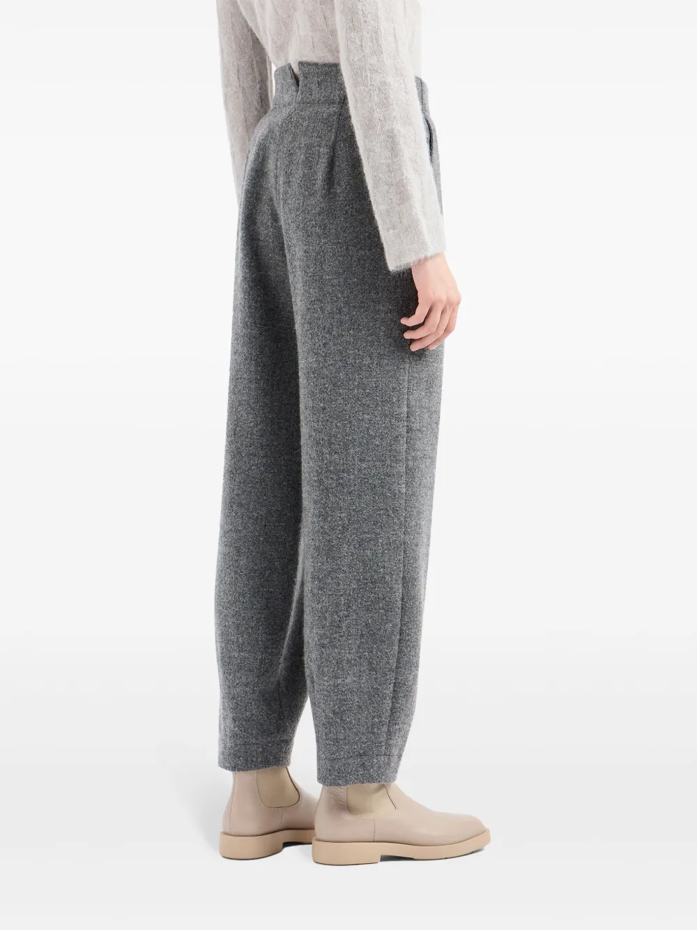 Emporio Armani High waist broek met toelopende pijpen Grijs