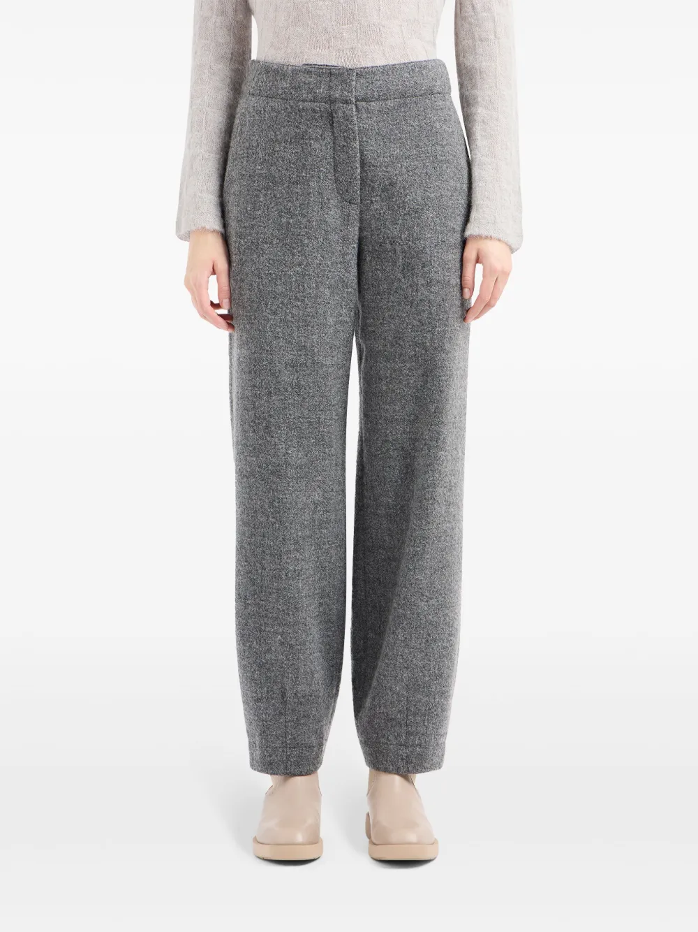 Emporio Armani High waist broek met toelopende pijpen - Grijs