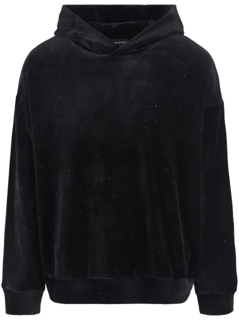 Emporio Armani Clubwear rhinestone-embellished double-jersey hoodie
