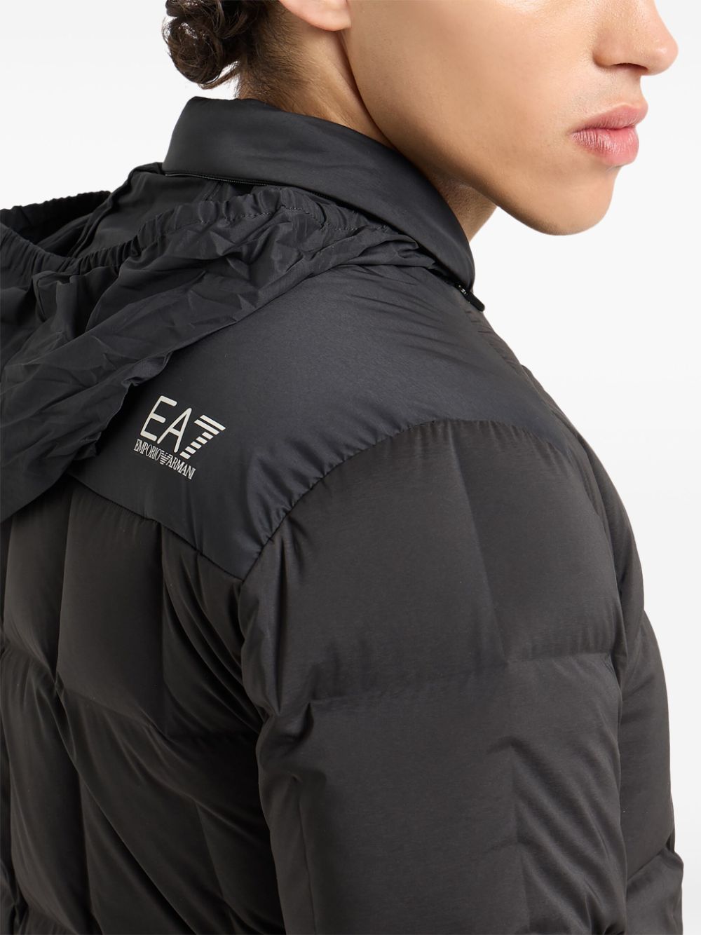 Shop Ea7 Logo-print Puffer Jacket In Black