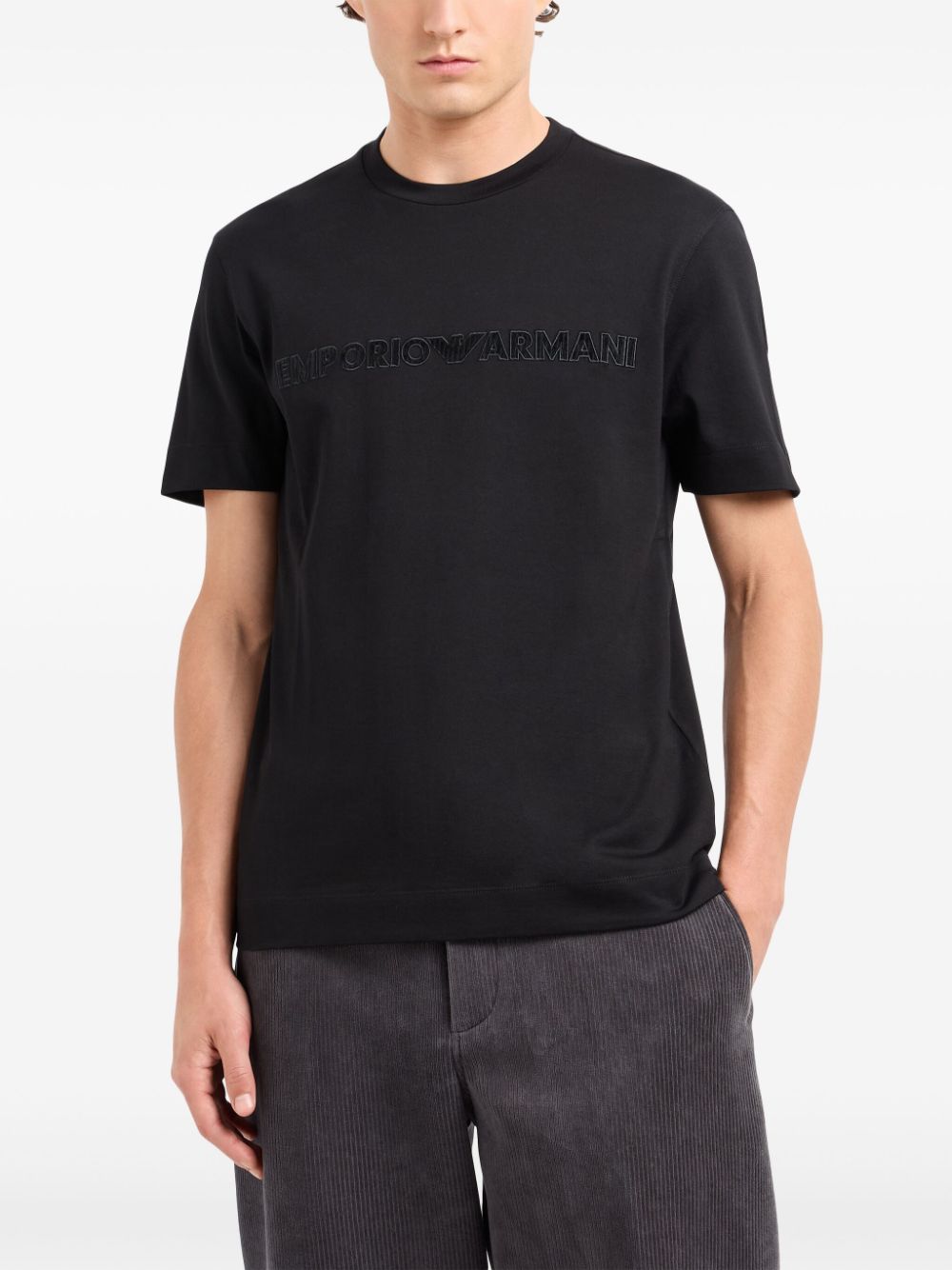 Emporio Armani T-shirt met logopatch - Zwart