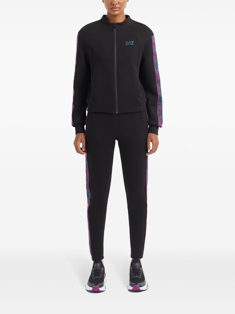 Ea7 Emporio Armani Trainingsjack met zijstreep - Zwart