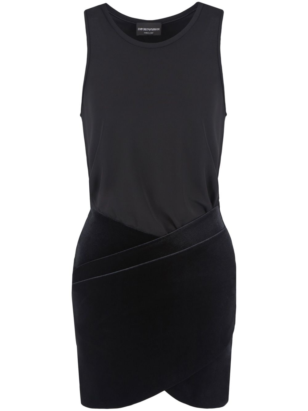 Shop Emporio Armani Asymmetric Sleeveless Minidress In Black