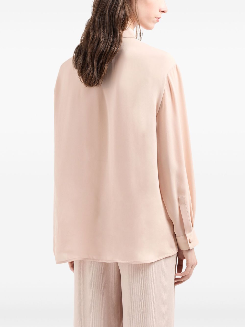 Shop Emporio Armani Buttoned-pocket Silk Shirt In Neutrals