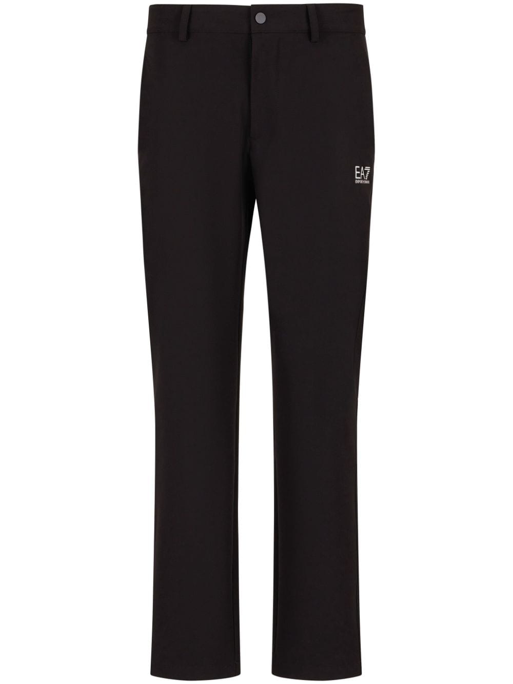 Shop Ea7 Stretch-fit Straight-leg Trousers In Schwarz