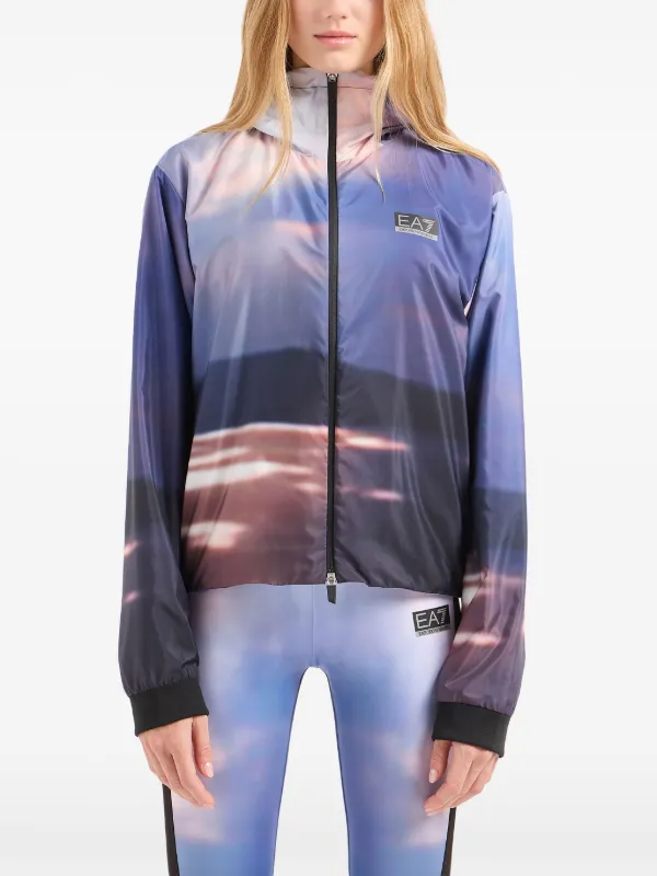 Ea7 Emporio Armani Panelled Sports Hooded Jacket | Purple