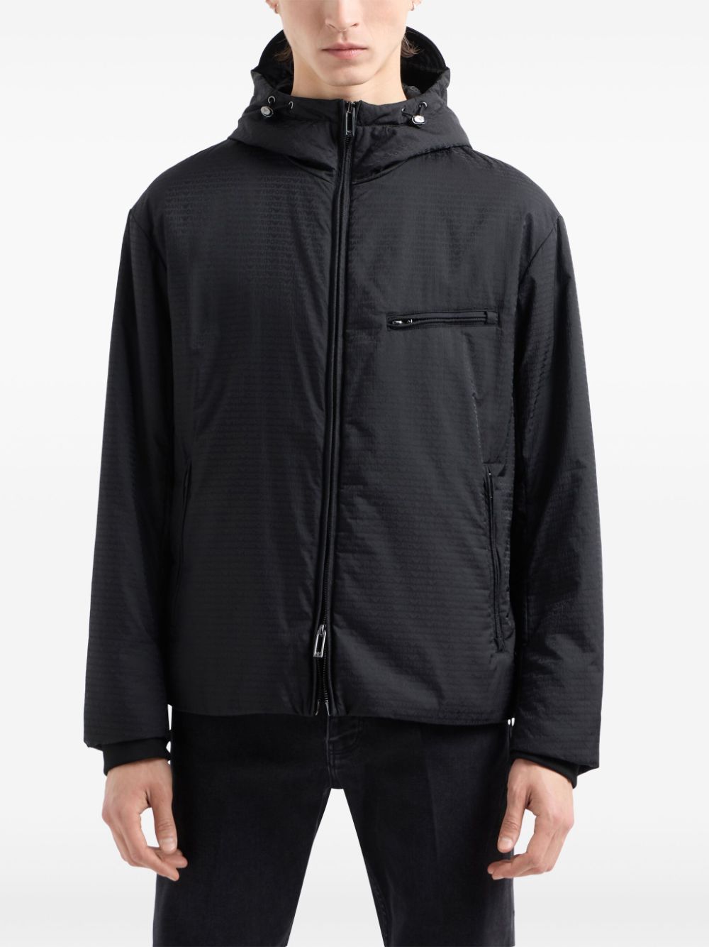 Shop Emporio Armani Padded Hooded Jacket In Black