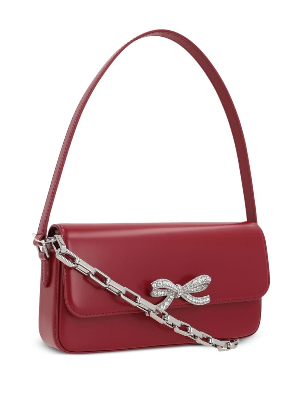 Shop Self-portrait Smooth Shoulder Bag In Red