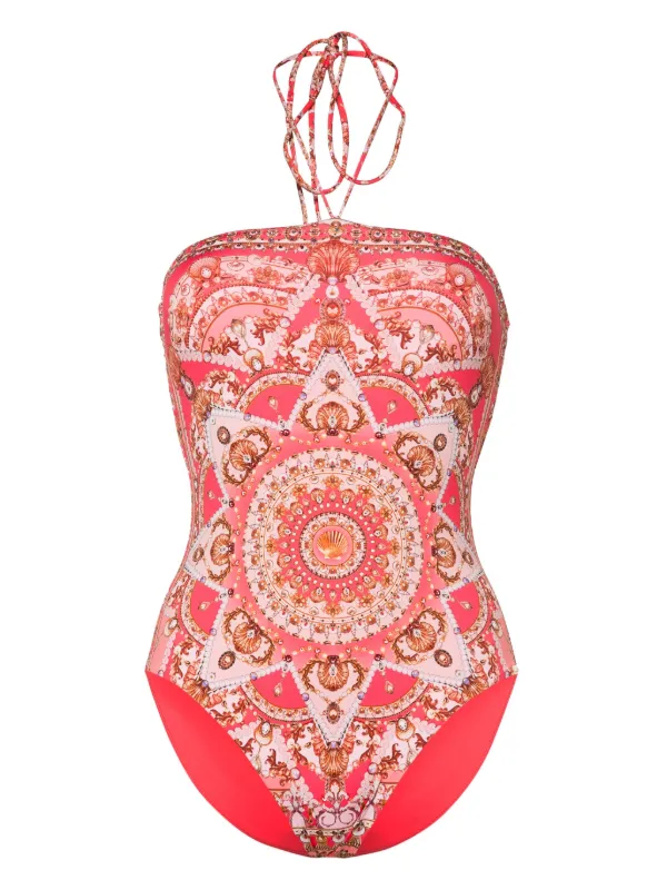 Camilla Shell Games Halterneck Swimsuit in Pink