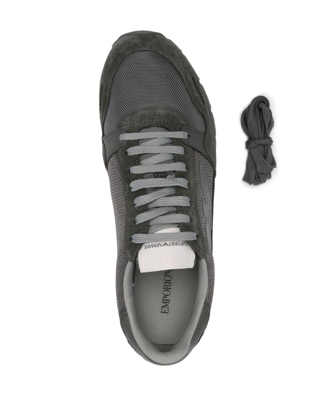 Shop Emporio Armani Logo-patch Lace-up Sneakers In Green