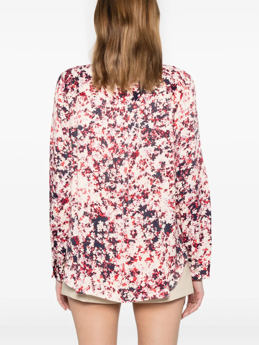 BOSS Satijnen overhemd met bloemenprint Beige