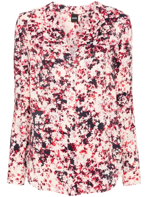BOSS floral-print satin shirt