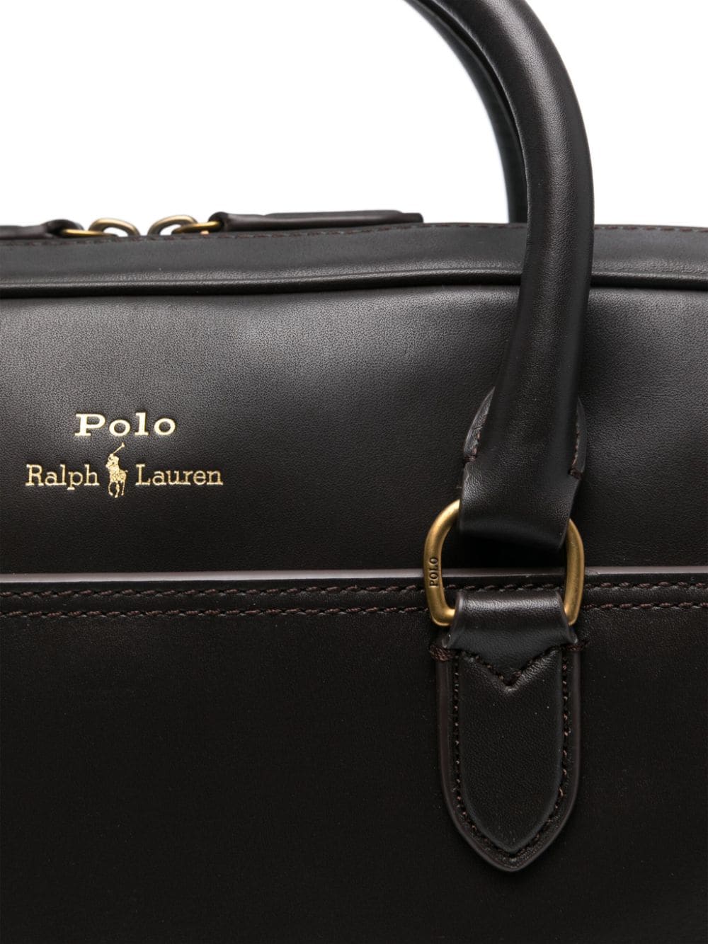 Shop Polo Ralph Lauren Leather Briefcase Bag In Brown