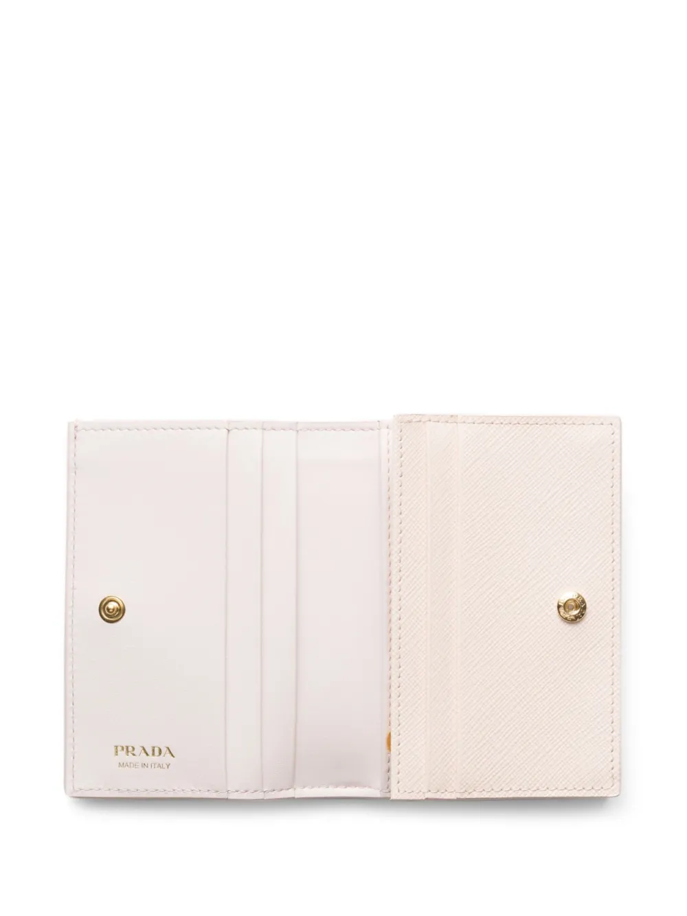 Prada Saffiano kleine leren portemonnee met bloemenprint Beige