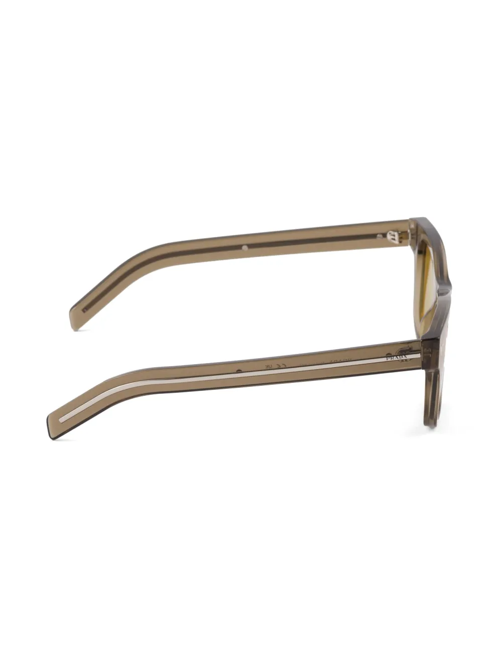 Prada Eyewear Zonnebril met rechthoekig montuur en gestreept metalen detail - Bruin