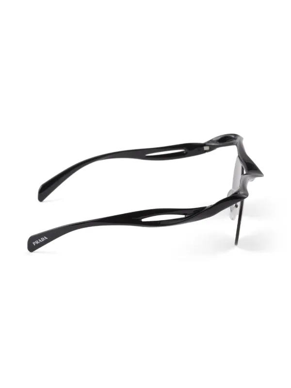 Prada Eyewear Runway ラウンドフレーム サングラス | ブラック 