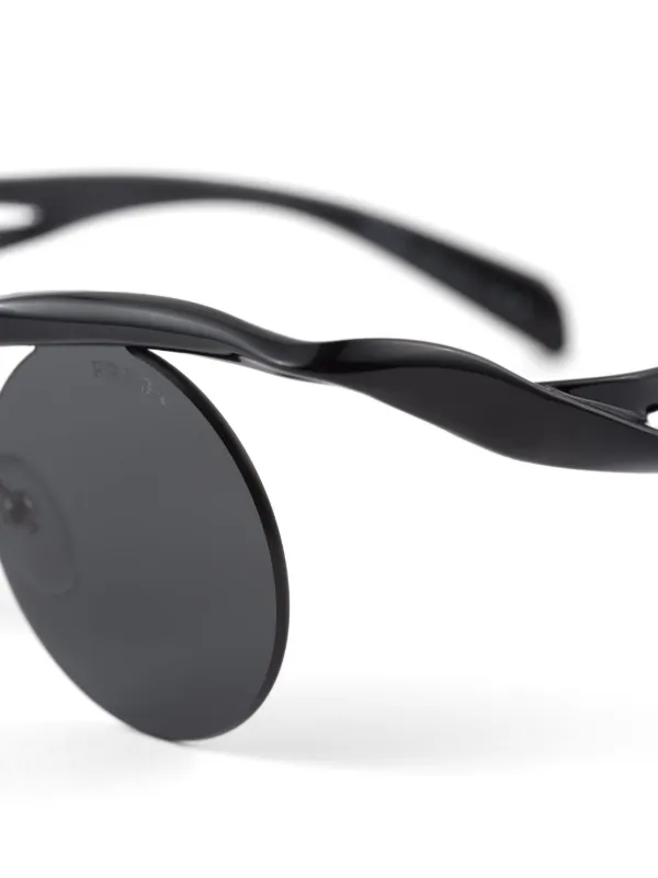 Prada Eyewear Runway ラウンドフレーム サングラス | ブラック