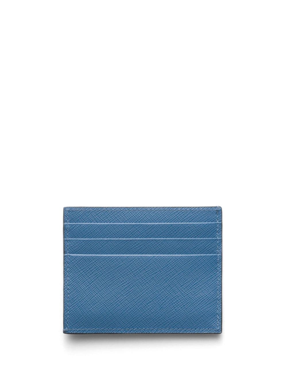 Shop Prada Saffiano Leather Cardholder In Blue