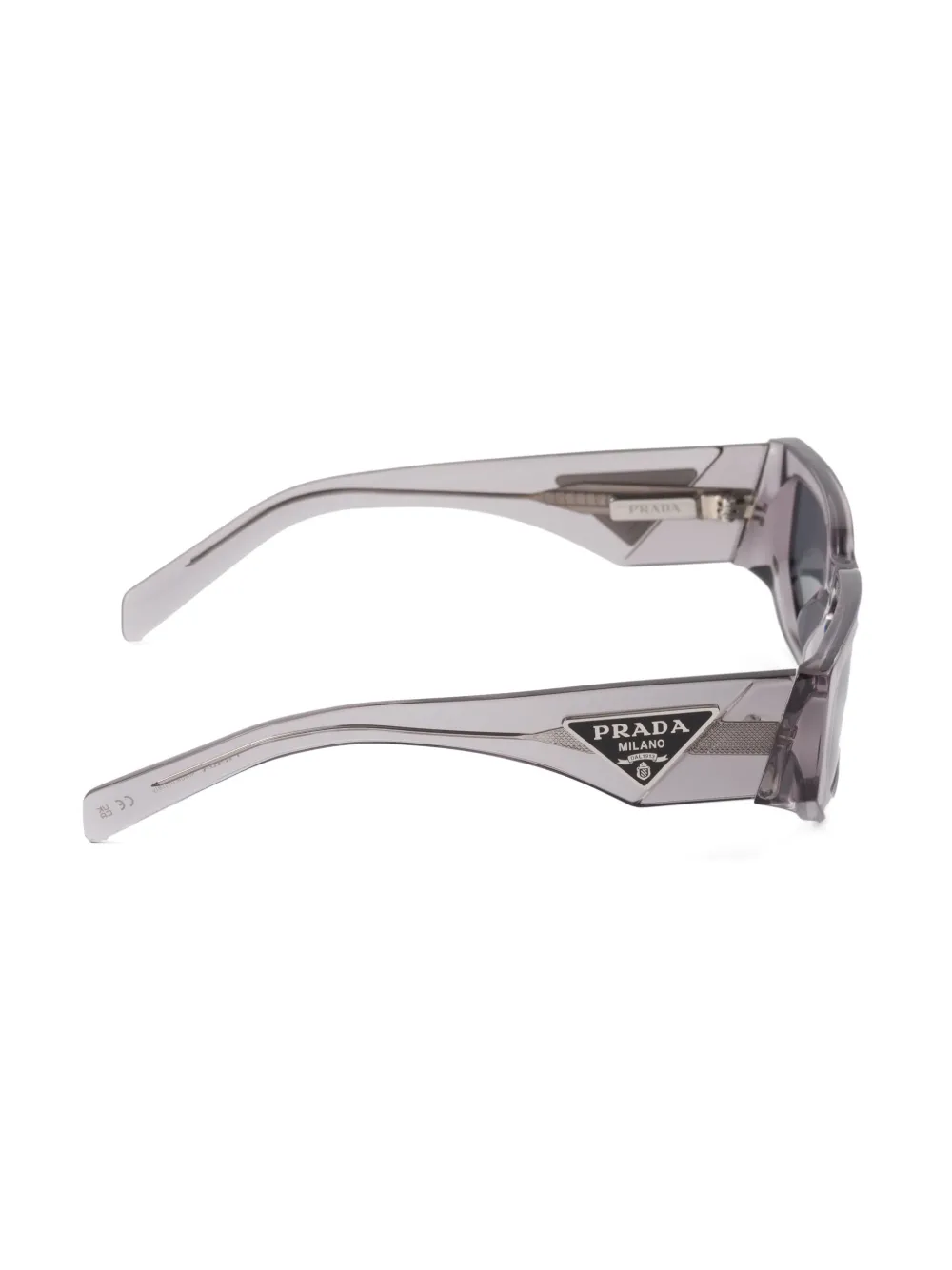 Prada Eyewear Zonnebril met rechthoekig montuur en logo Grijs
