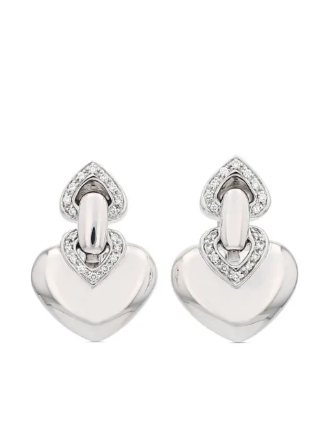 Bvlgari Pre-Owned 1990s 18kt white gold Cuore diamond earrings