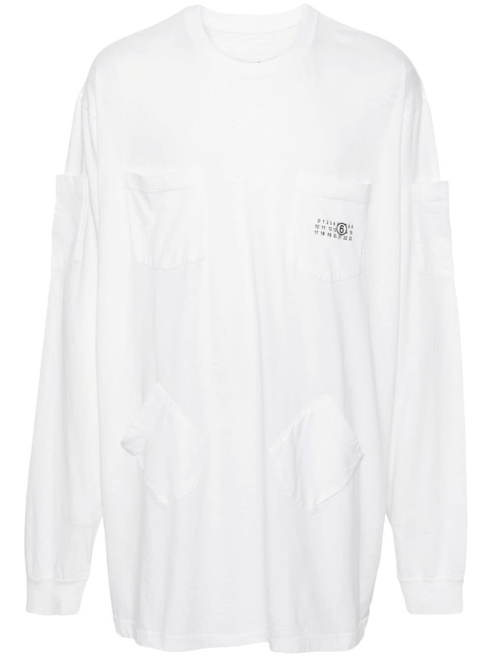 Mm6 Maison Margiela Numbers-motif Cotton T-shirt In White