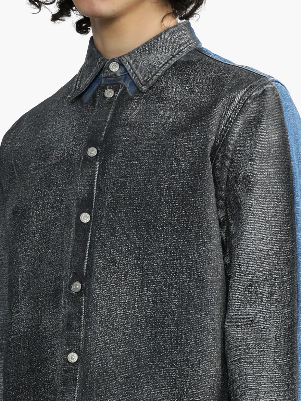 MM6 Maison Margiela distressed panelled denim shirt Men