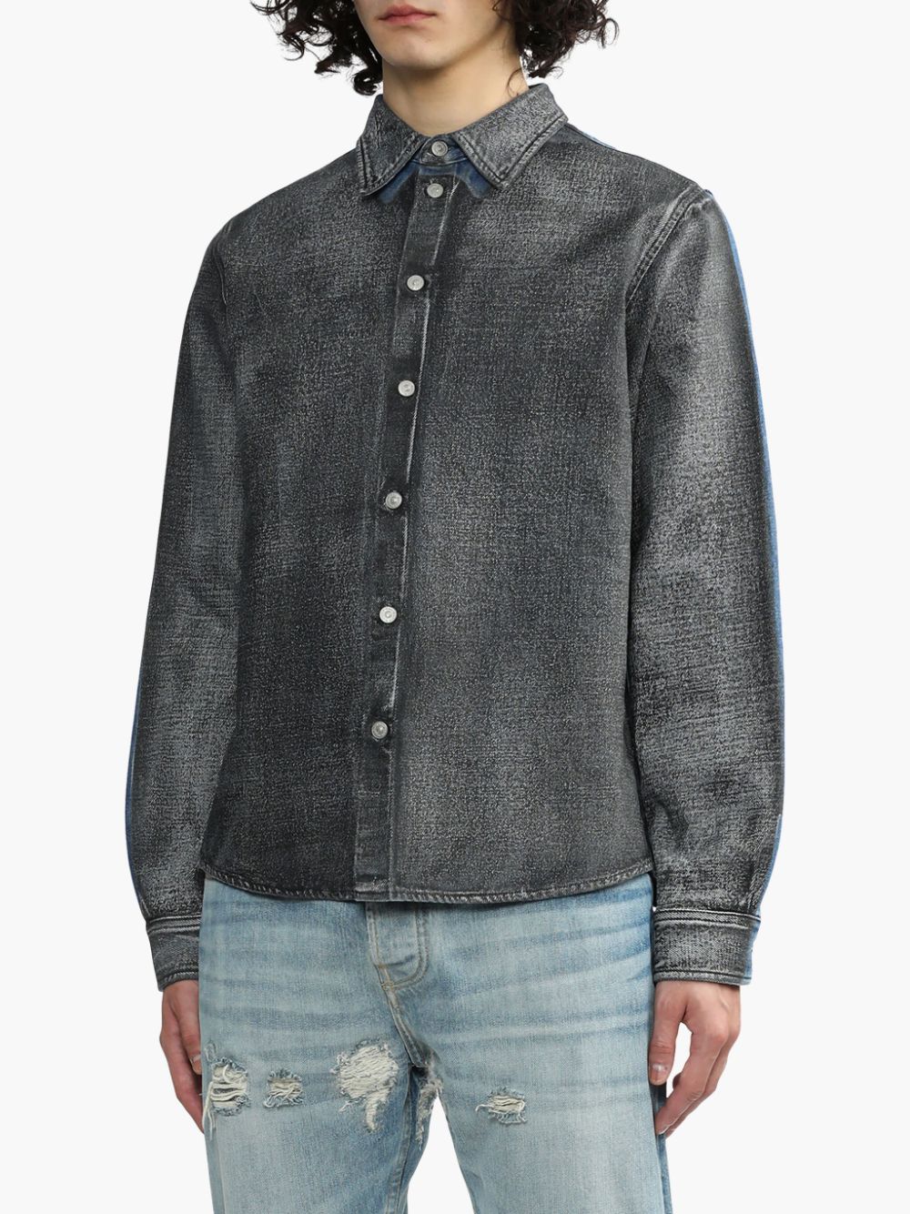 MM6 Maison Margiela distressed panelled denim shirt Men