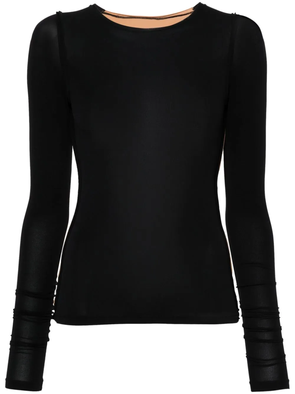 Mm6 Maison Margiela Two-tone Exposed-seam Top In Black