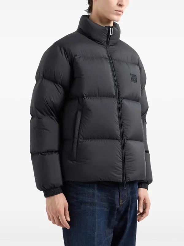 Emporio Armani logo patch Padded Jacket Black FARFETCH TW