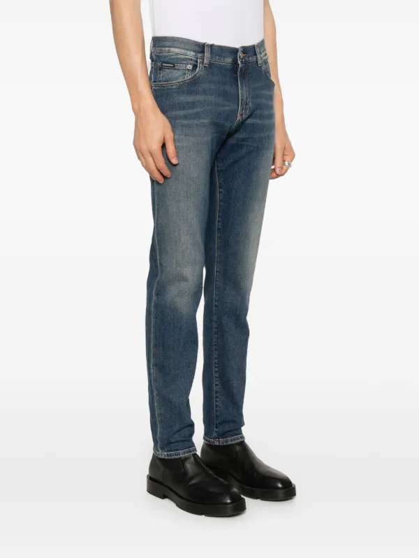 デニム・ジーパン Dolce & Gabbana Logo plaque jeans Dolce & Gabbana logo-plaque Denim Jeans | Blue | FARFETCH CA