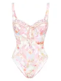 Camilla floral lace-up swimsuit - White