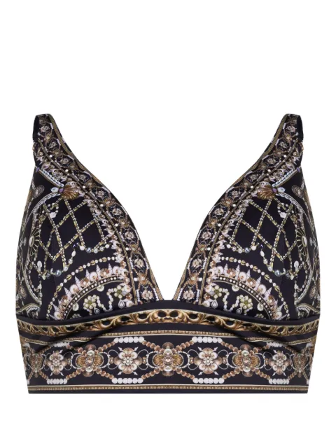 Camilla top de bikini estilo triángulo con estampado gráfico