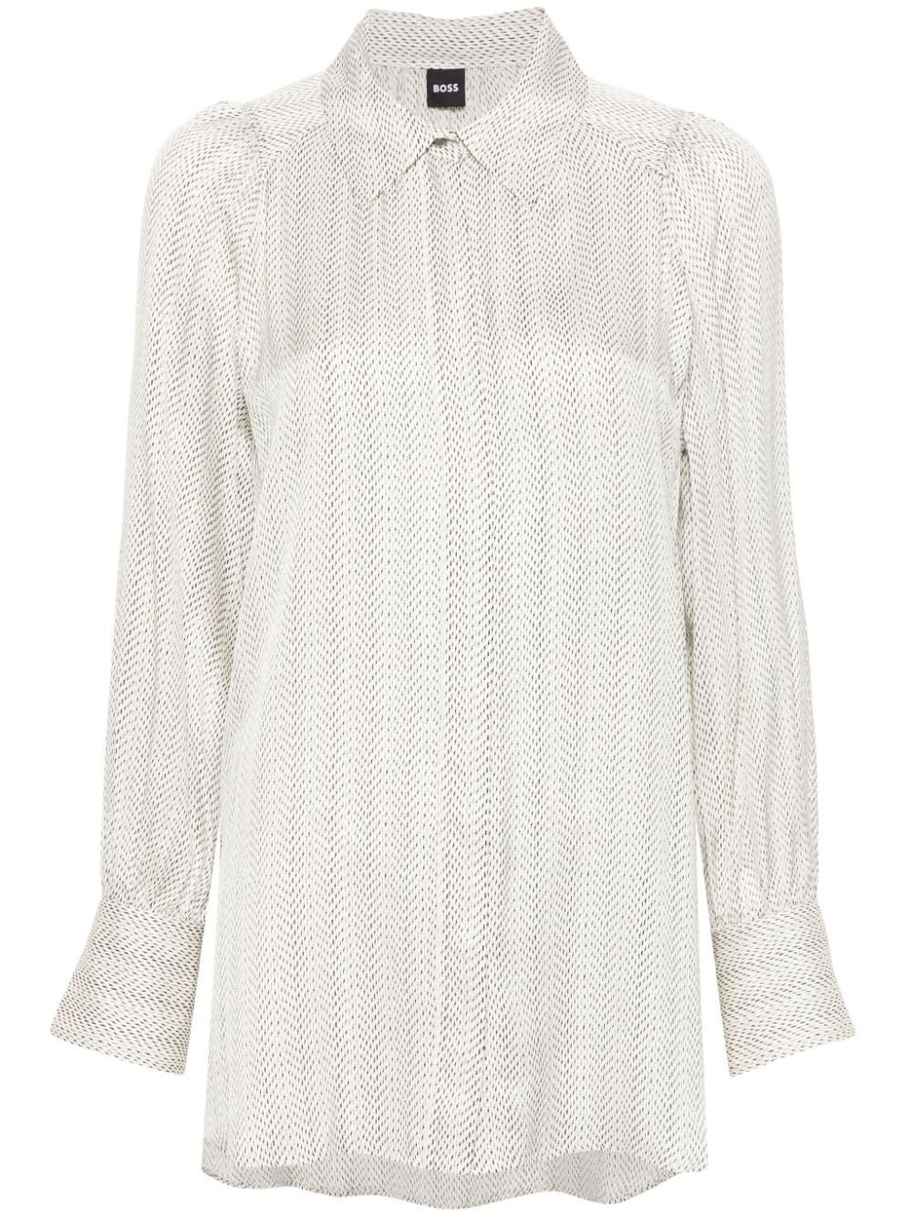 Hugo Boss Abstract-pattern Satin Shirt In White