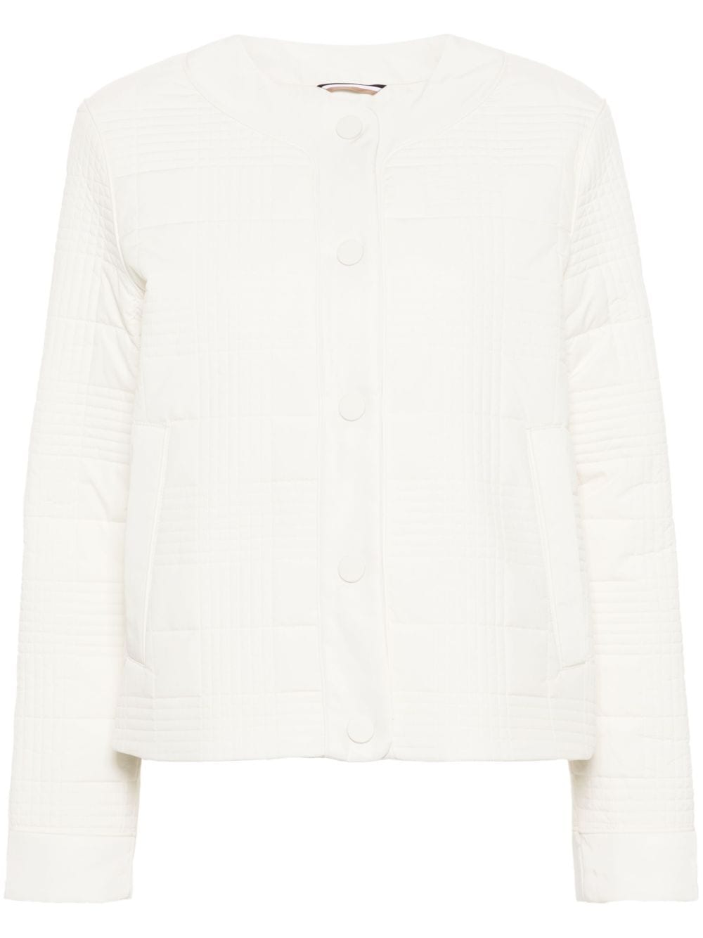 Hugo Boss Check-pattern Padded Jacket In White
