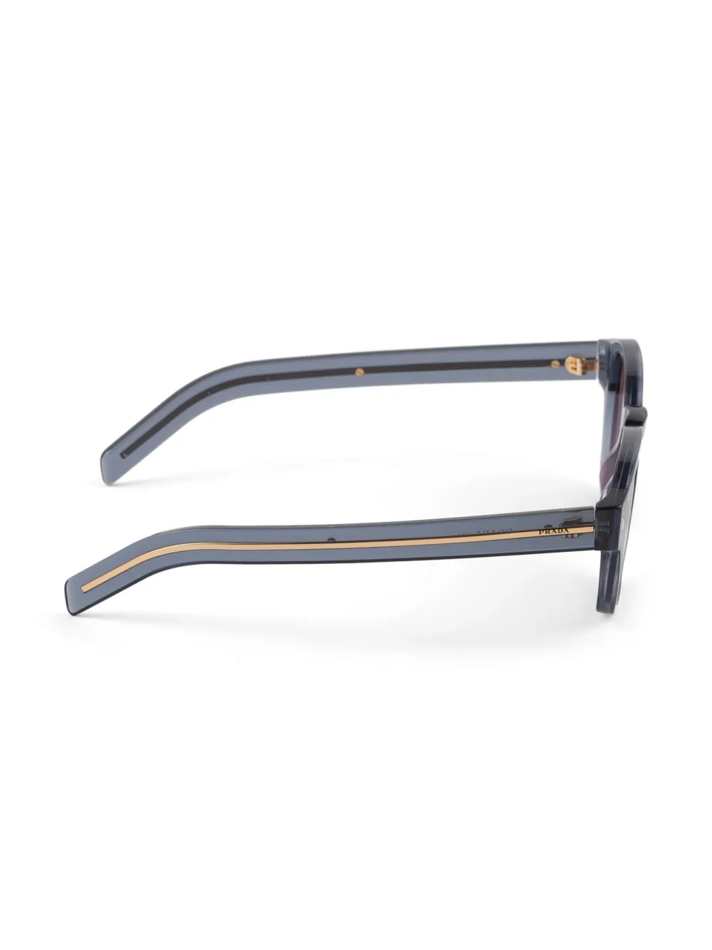 Prada Eyewear Zonnebril met vierkant montuur en logoprint op de poten Blauw