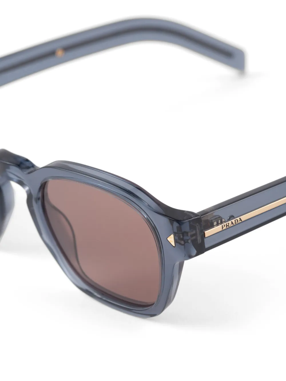 Prada Eyewear Zonnebril met vierkant montuur en logoprint op de poten Blauw