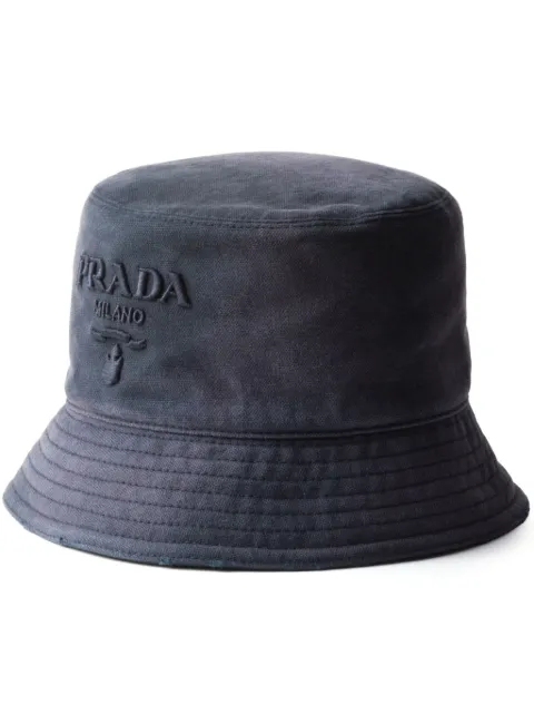 Prada logo embroidered bucket hat