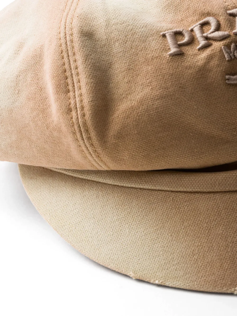 Prada Logo Embroidered Cap In Neutrals