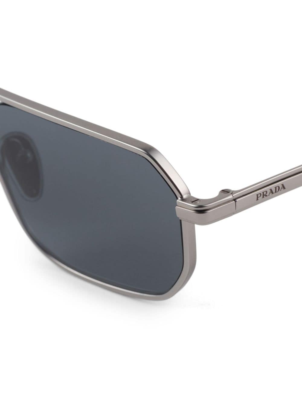 Shop Prada Logo-engraved Geometric-frame Sunglasses In Silver